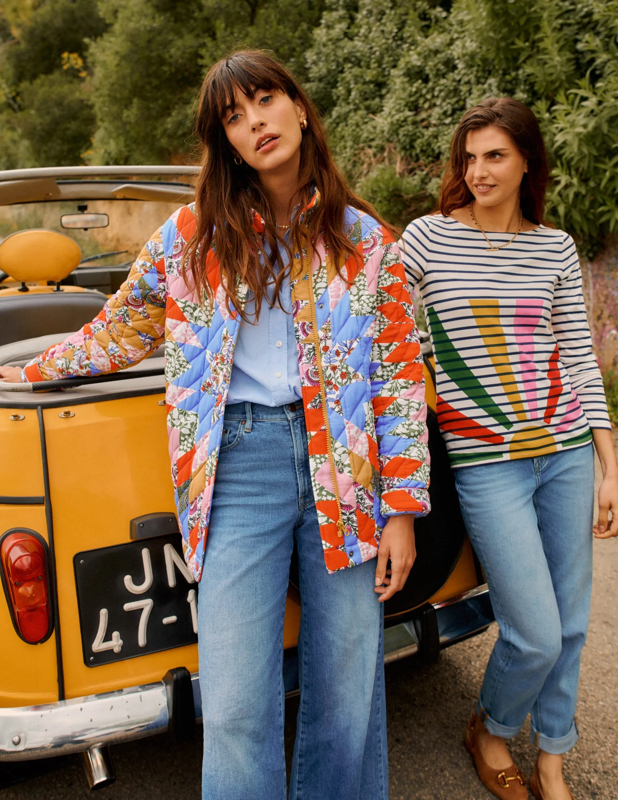 Oversized Quilted Jacket-Patchwork Floral