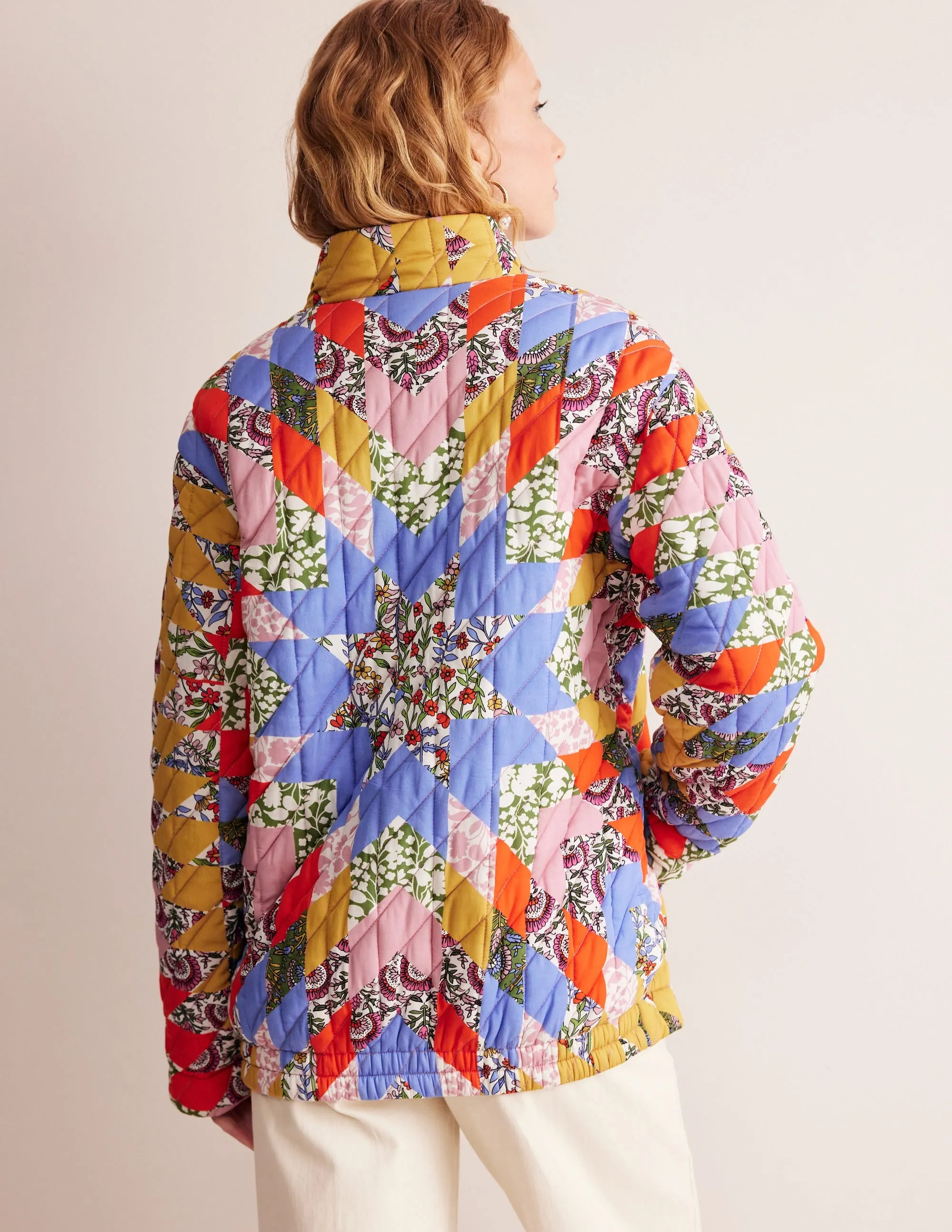 Oversized Quilted Jacket-Patchwork Floral