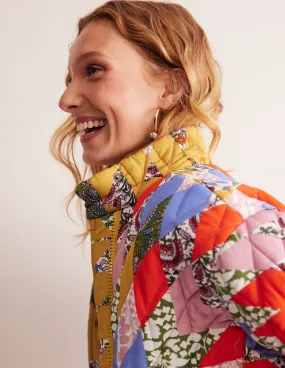 Oversized Quilted Jacket-Patchwork Floral