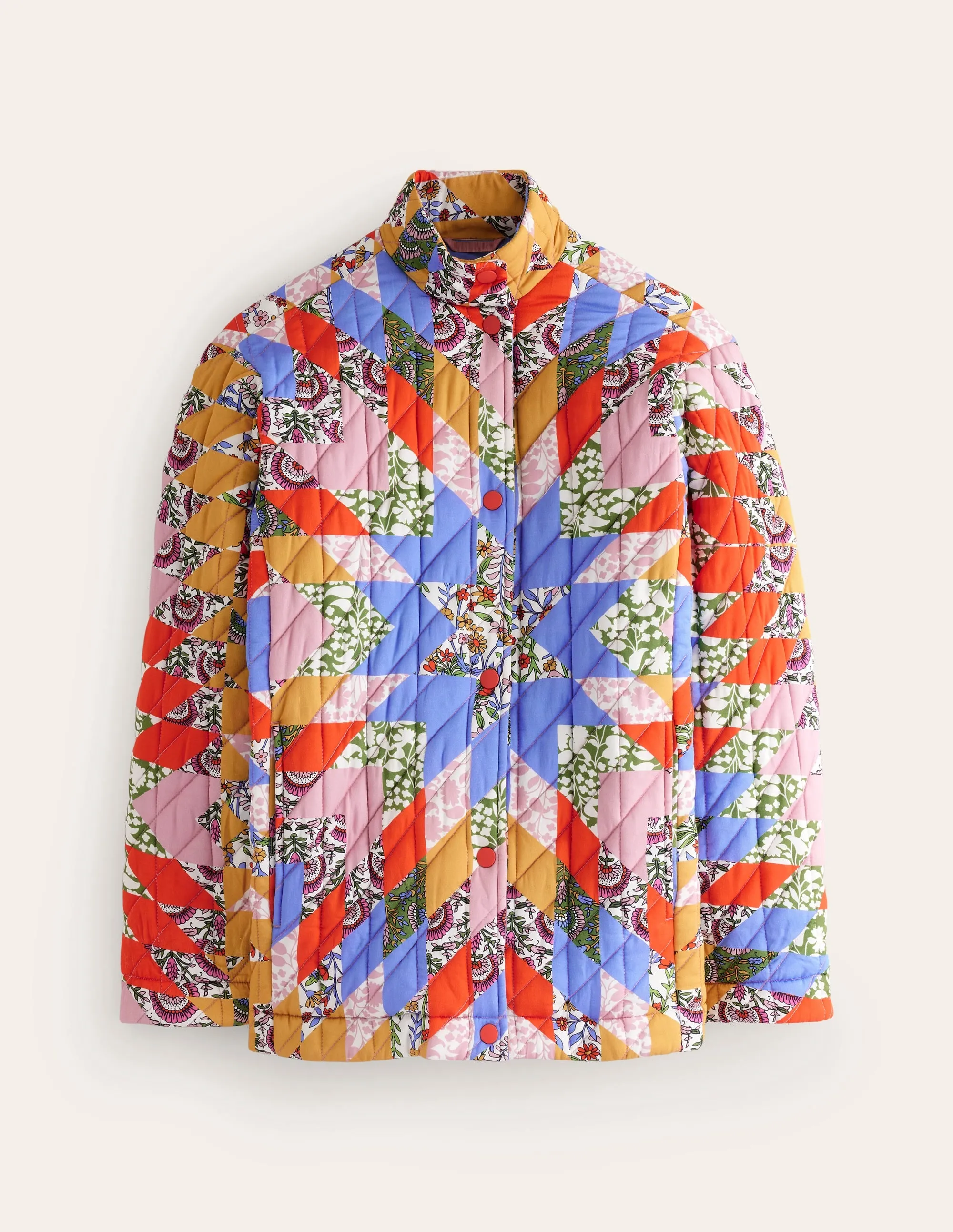 Oversized Quilted Jacket-Patchwork Floral