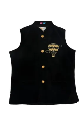 Parachute embroidered organic black velvet jacket