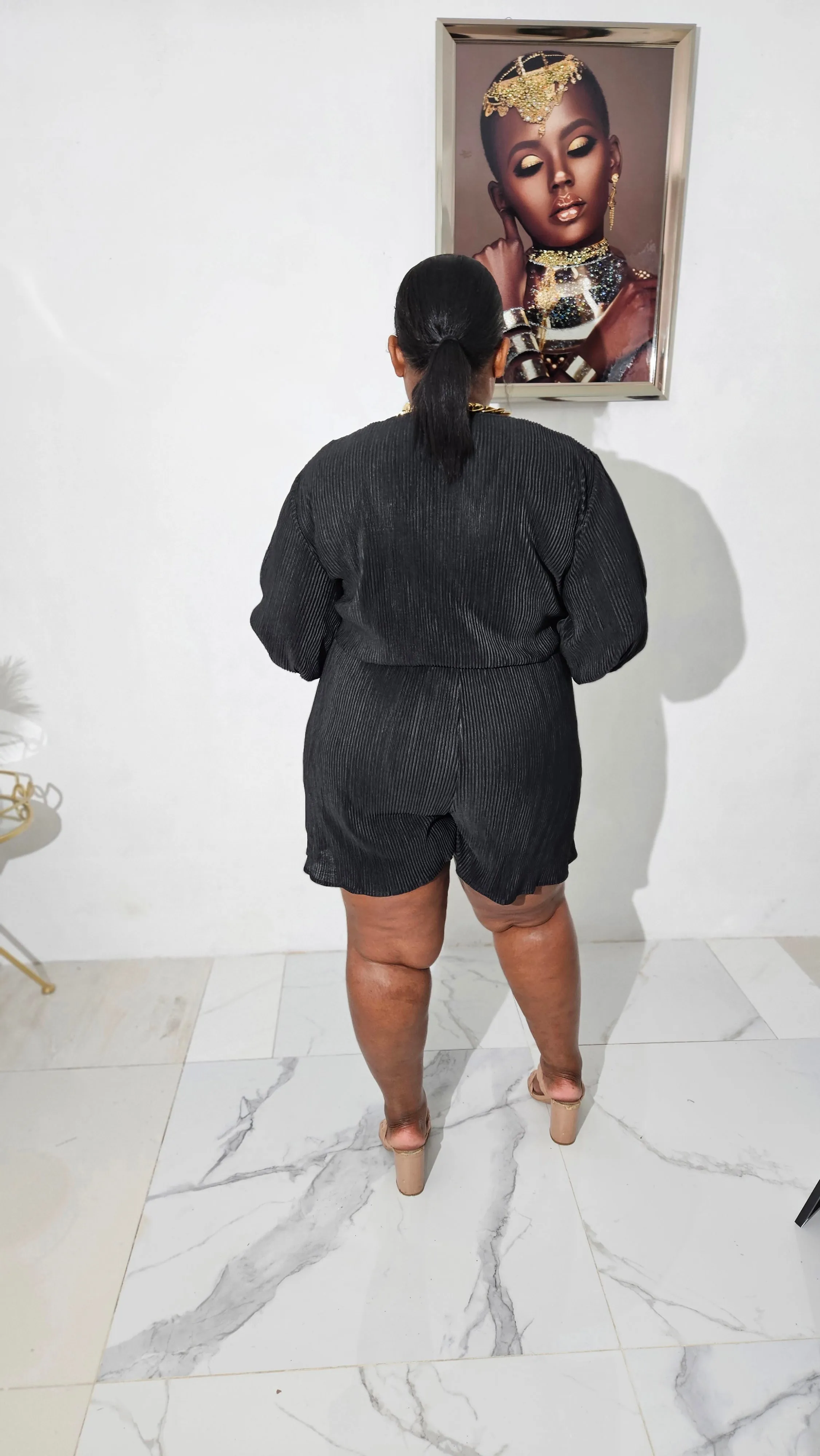 Pleated romper | Black
