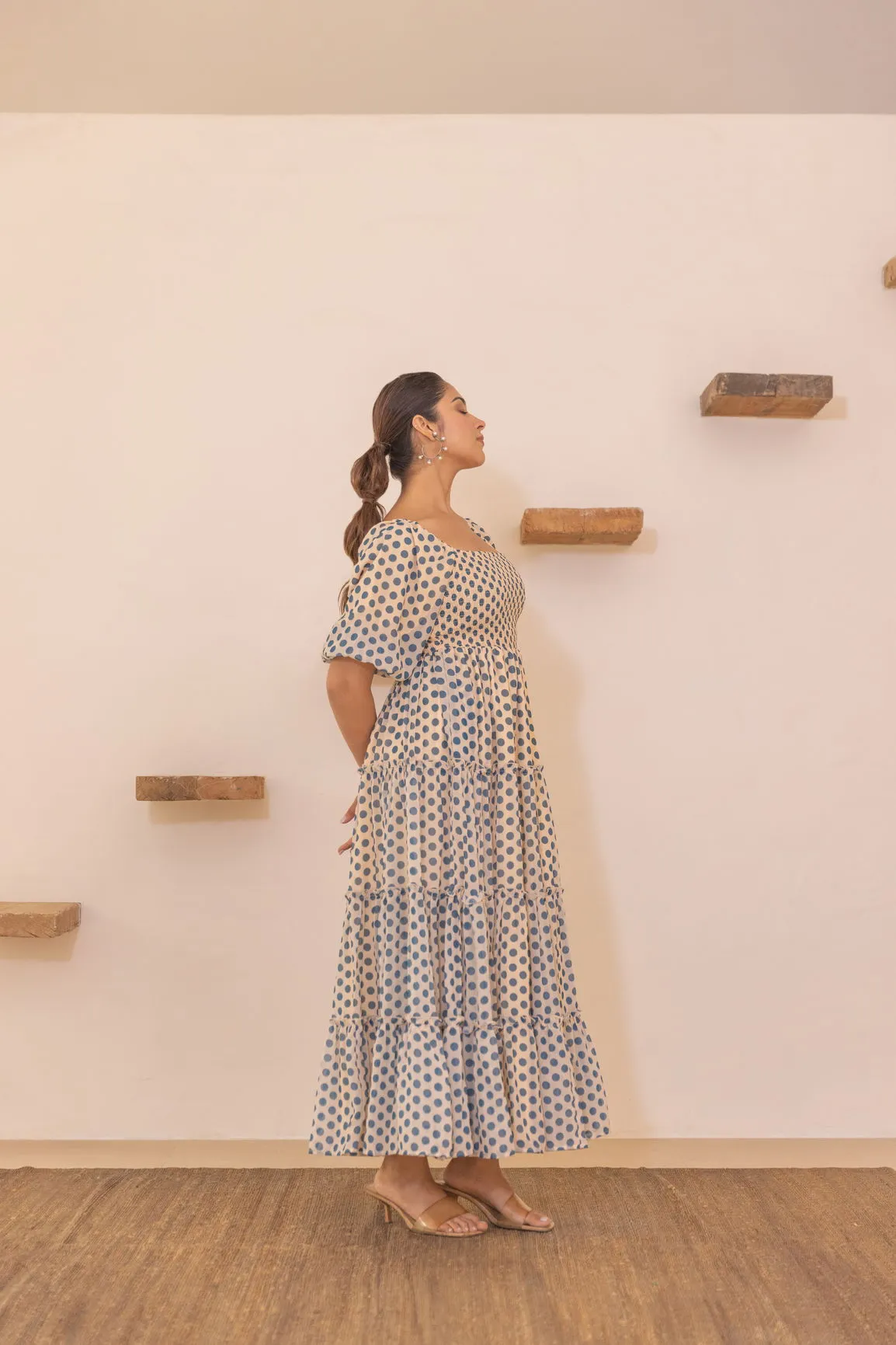 POLKA SMOCKED MAXI