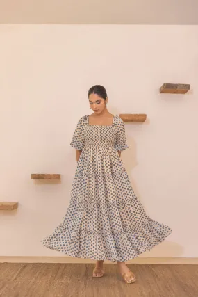 POLKA SMOCKED MAXI