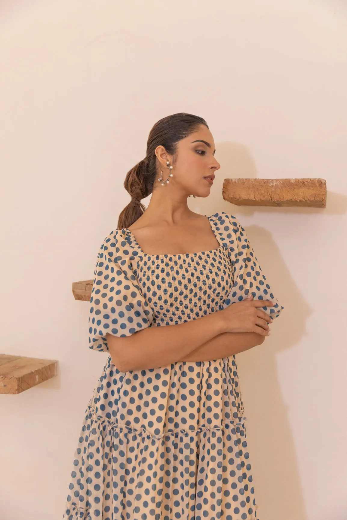 POLKA SMOCKED MAXI