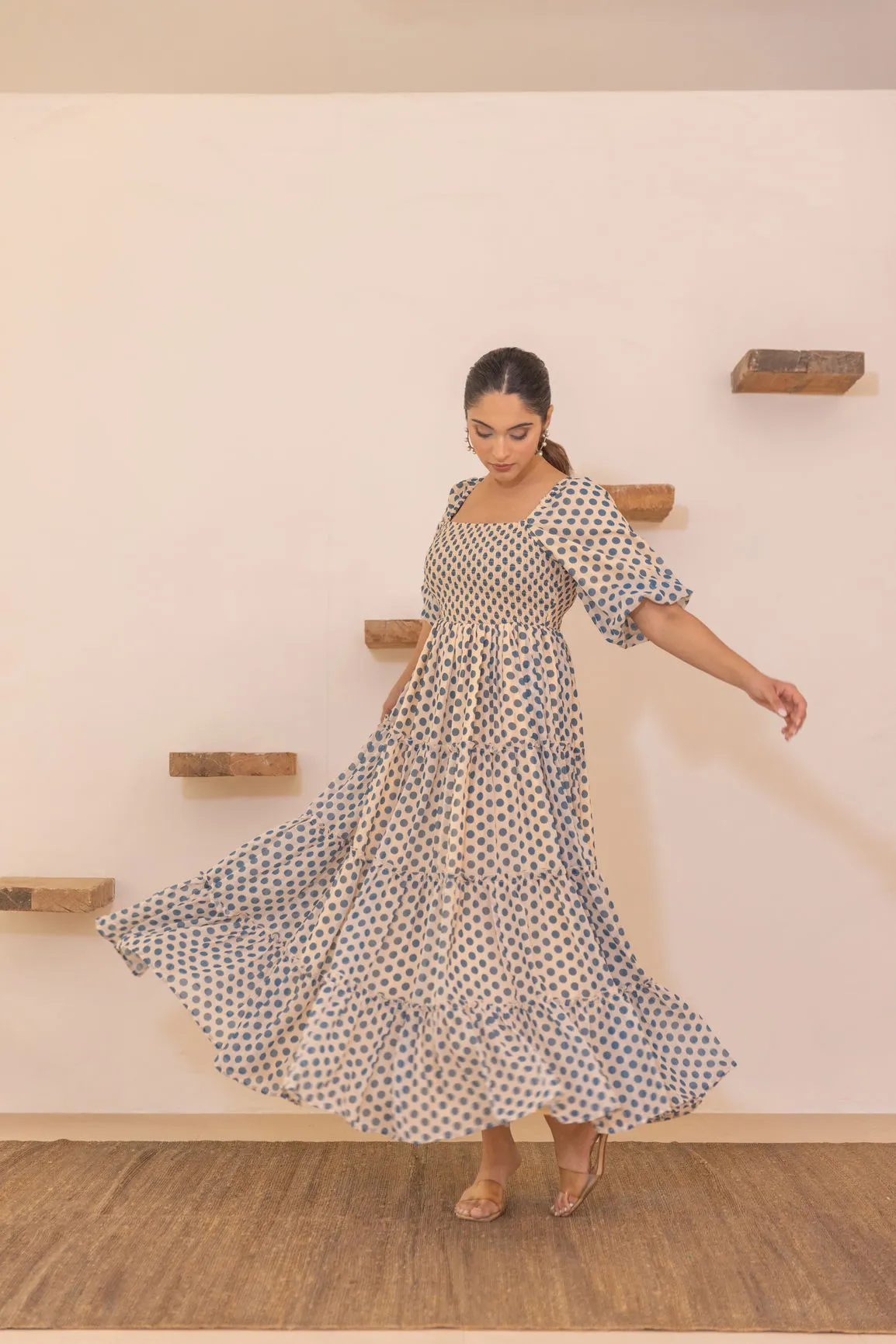 POLKA SMOCKED MAXI