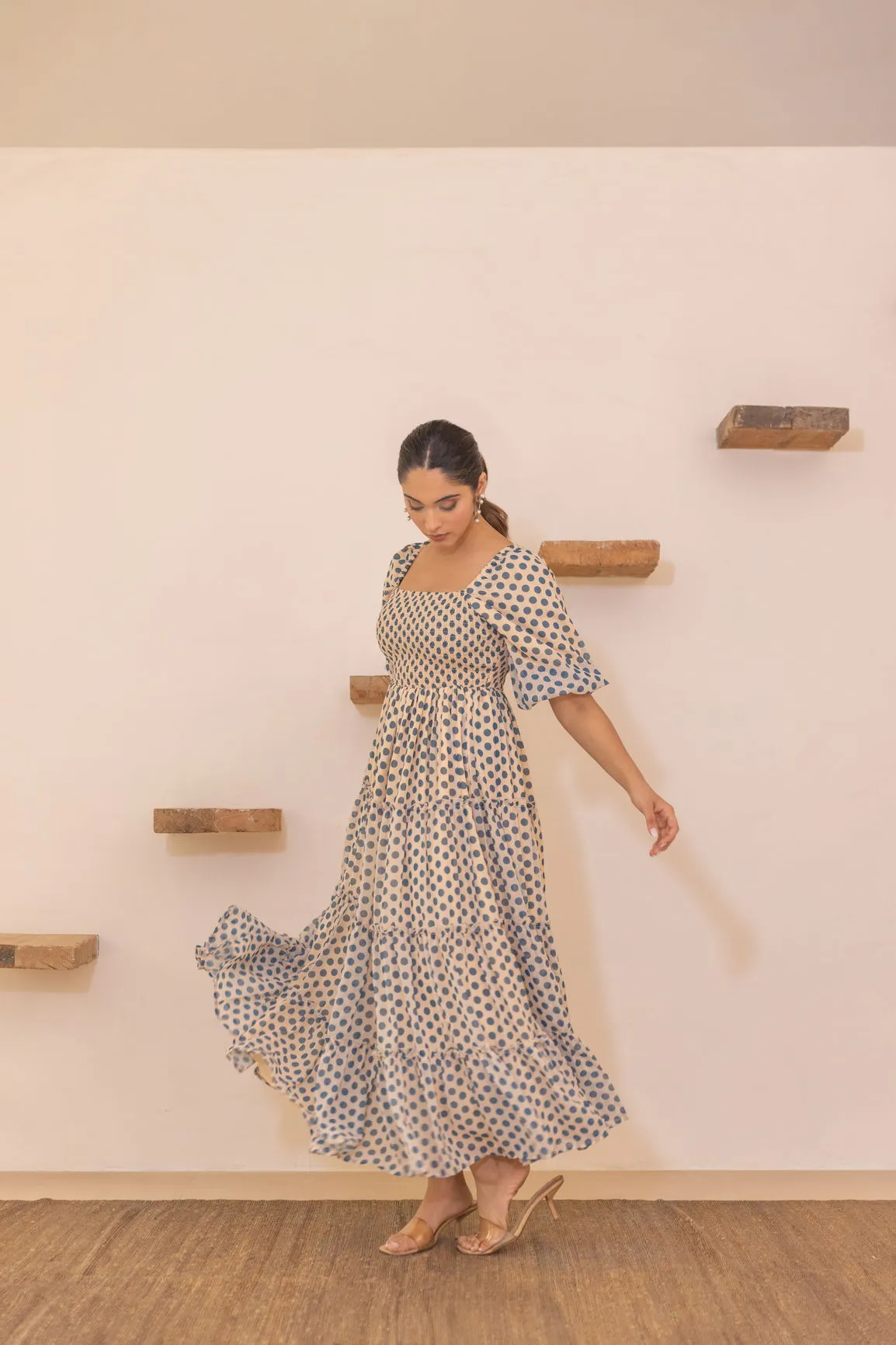 POLKA SMOCKED MAXI