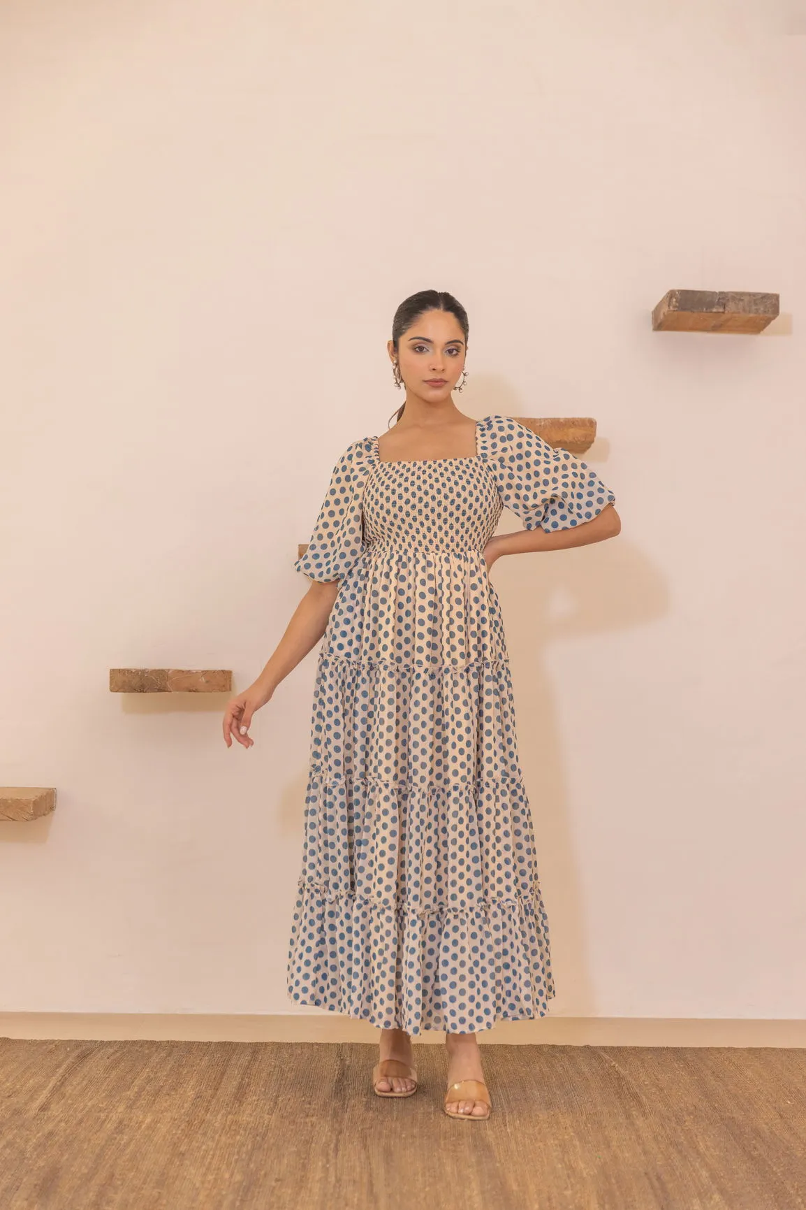 POLKA SMOCKED MAXI