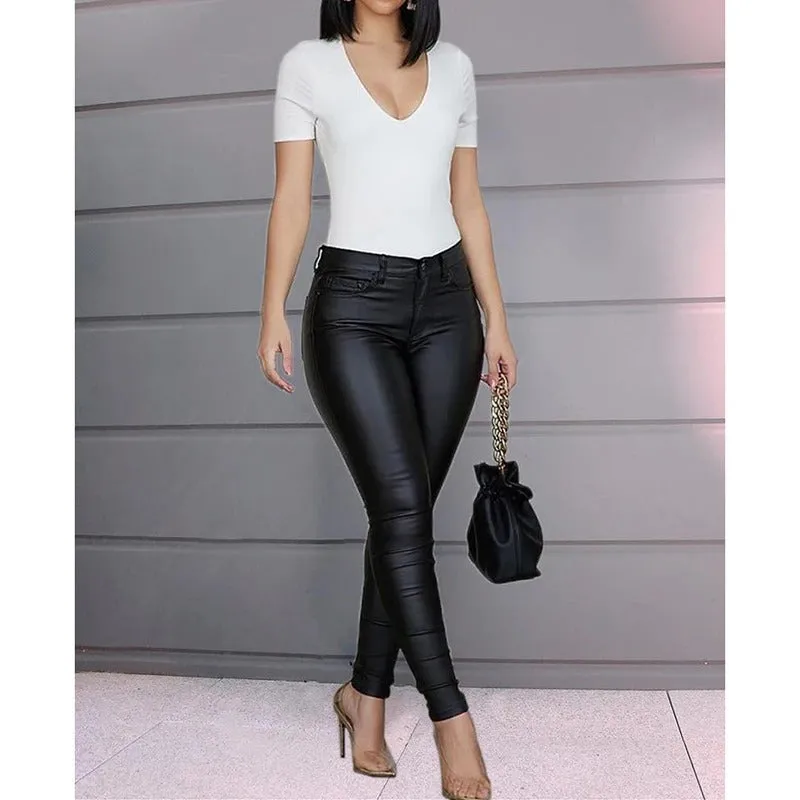 PU Leather Skinny Pants