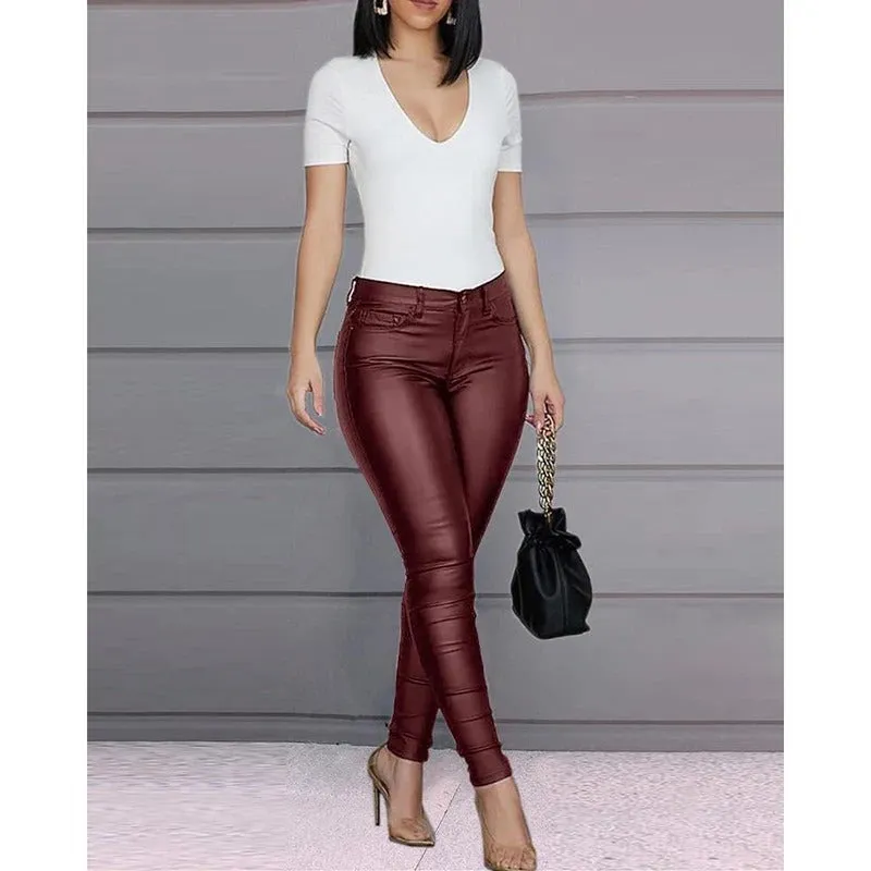 PU Leather Skinny Pants