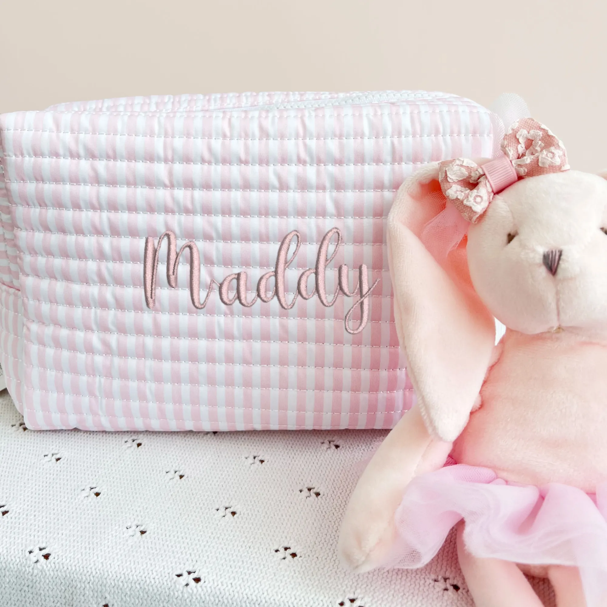 Quilted Everyday Children's Pink Stripe Travel Pouch