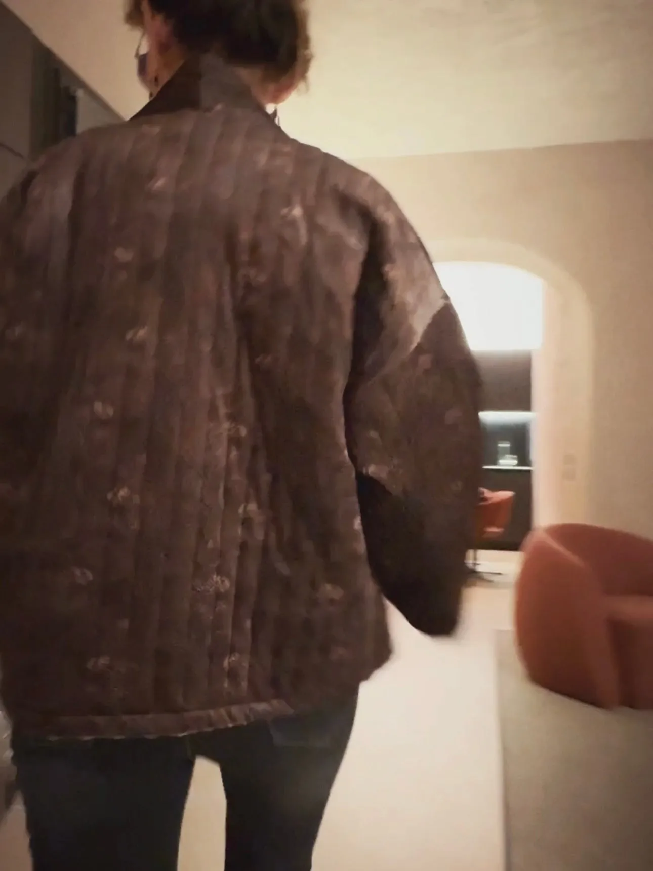 QUILTED JACKET WITH PRINT - BROWN ANIMAL