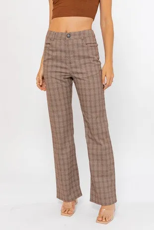"Business Trip" Brown Plaid Pants