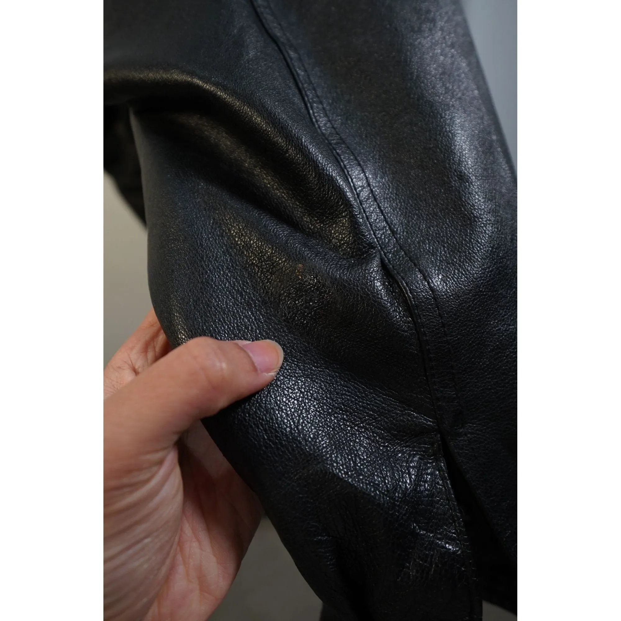 "Retail" New Order Quilted-Lined Full Zip Leather Bomber Jacket Black M Men's