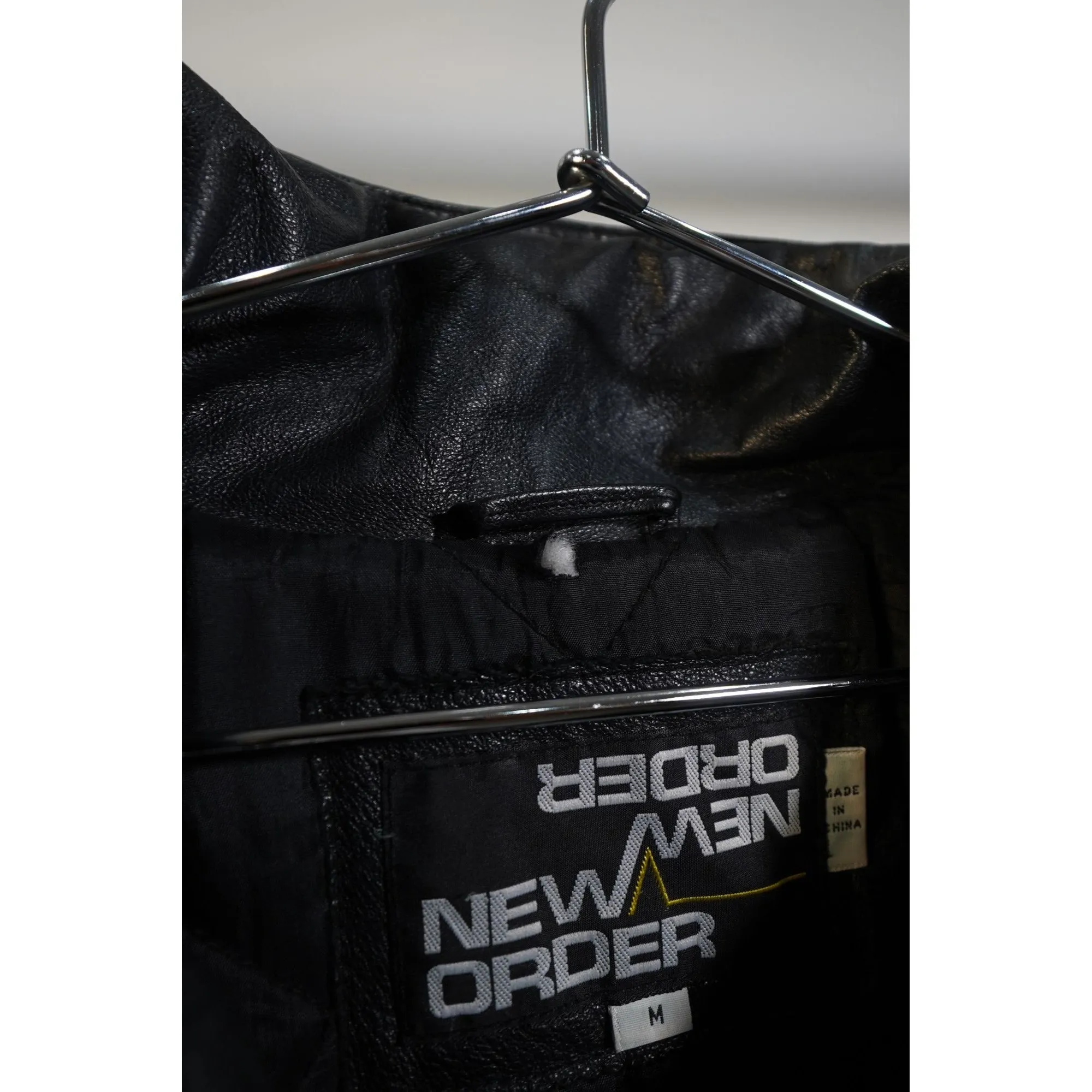 "Retail" New Order Quilted-Lined Full Zip Leather Bomber Jacket Black M Men's