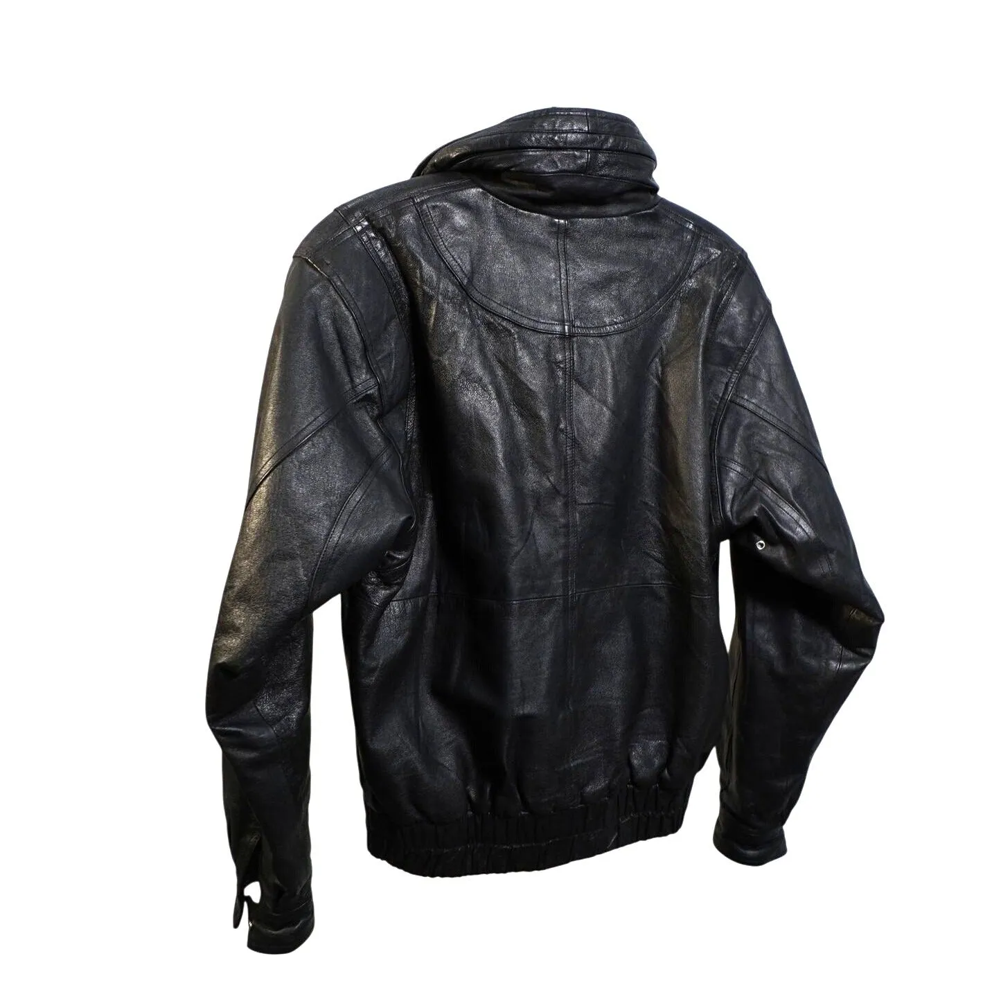 "Retail" New Order Quilted-Lined Full Zip Leather Bomber Jacket Black M Men's