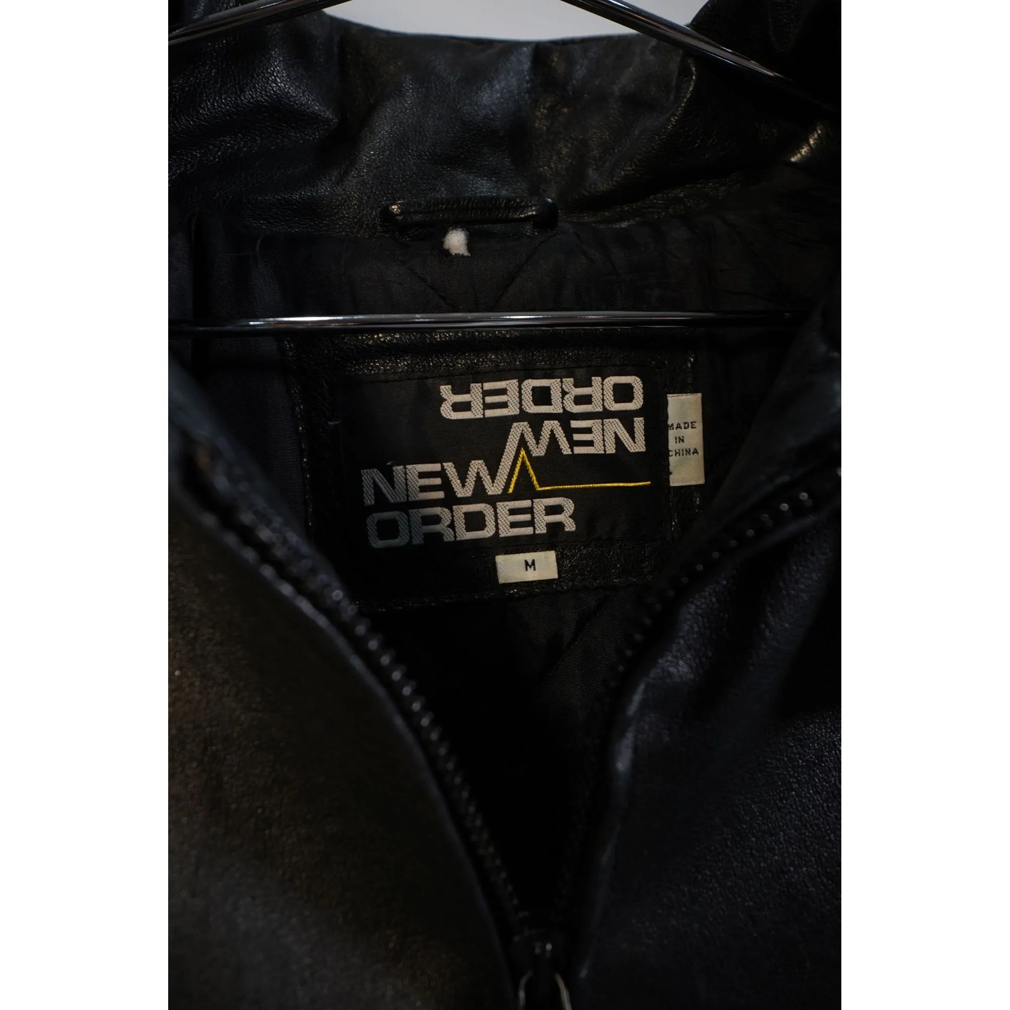 "Retail" New Order Quilted-Lined Full Zip Leather Bomber Jacket Black M Men's