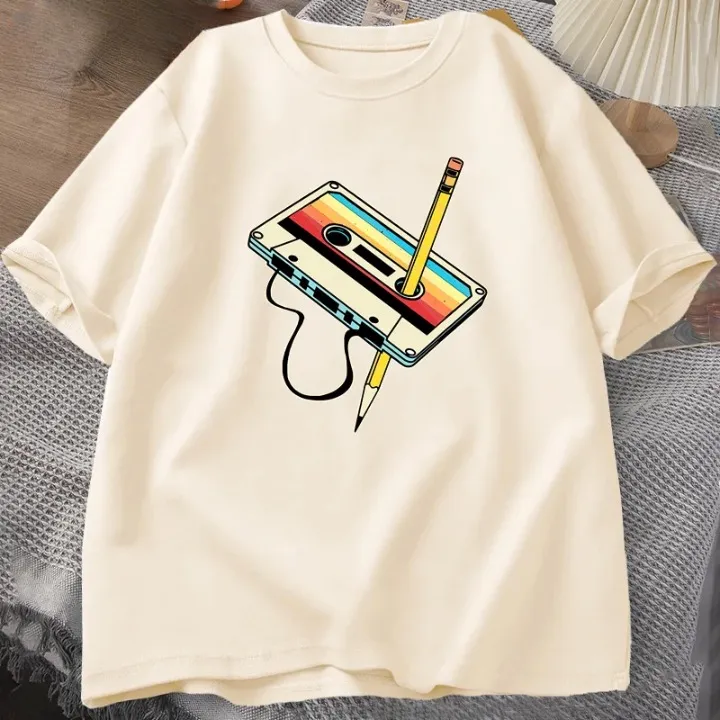 Retro Cassette Tape Pencil T Shirts
