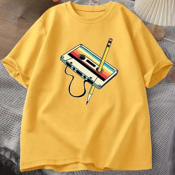 Retro Cassette Tape Pencil T Shirts