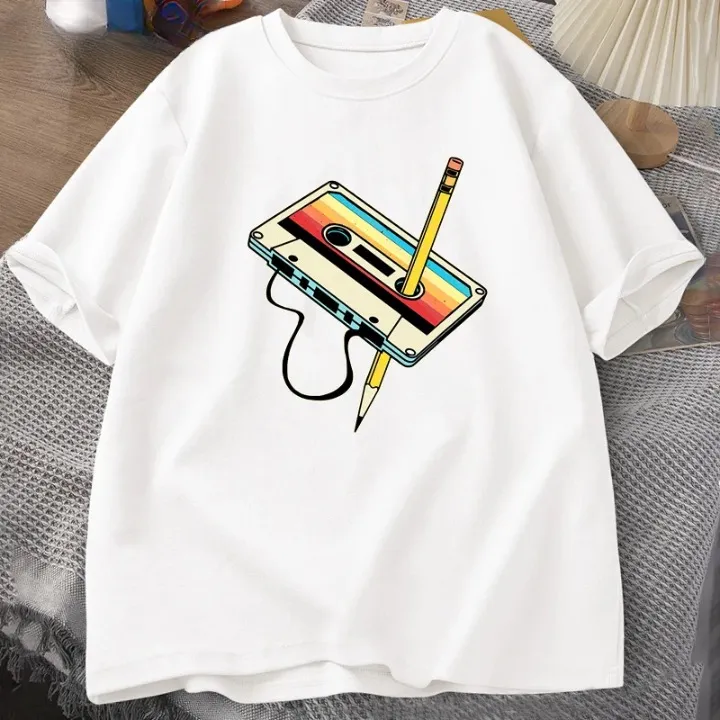 Retro Cassette Tape Pencil T Shirts