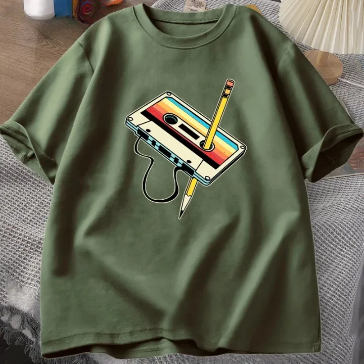 Retro Cassette Tape Pencil T Shirts