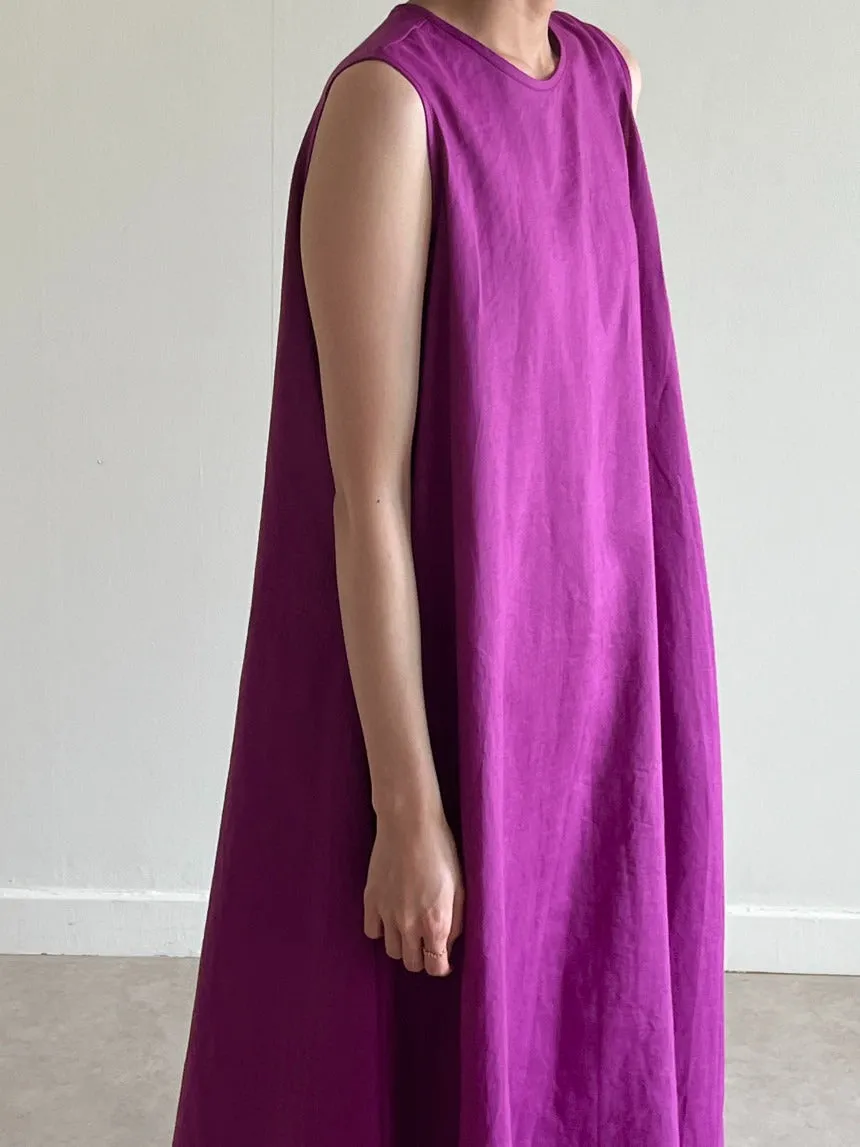 Retro Lace up Cotton Linen long Vest Dress