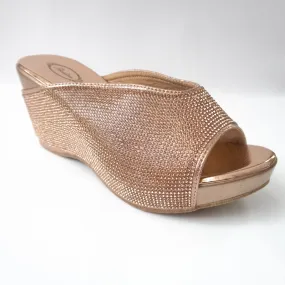 Rose Gold All-over Crystal Wedges