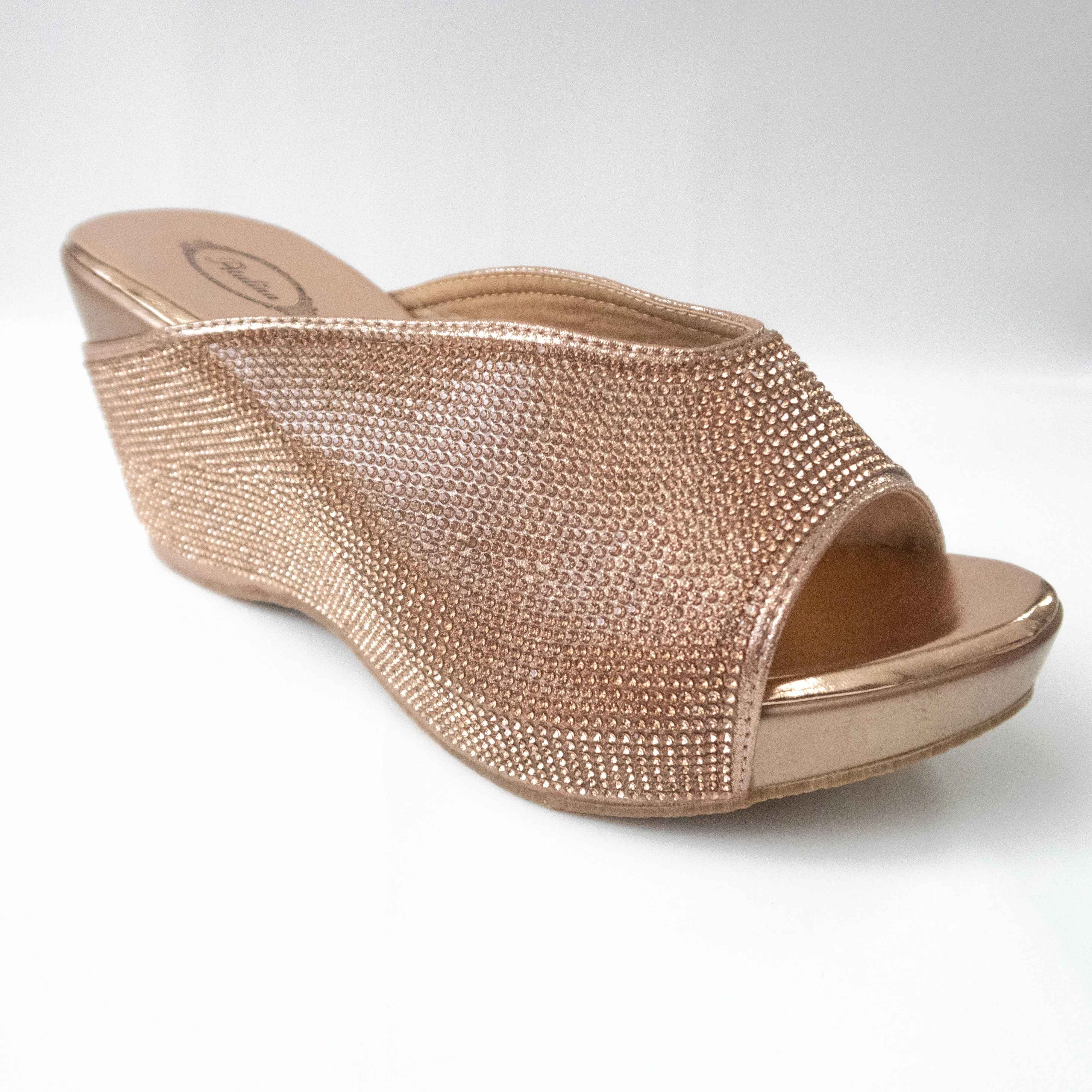 Rose Gold All-over Crystal Wedges