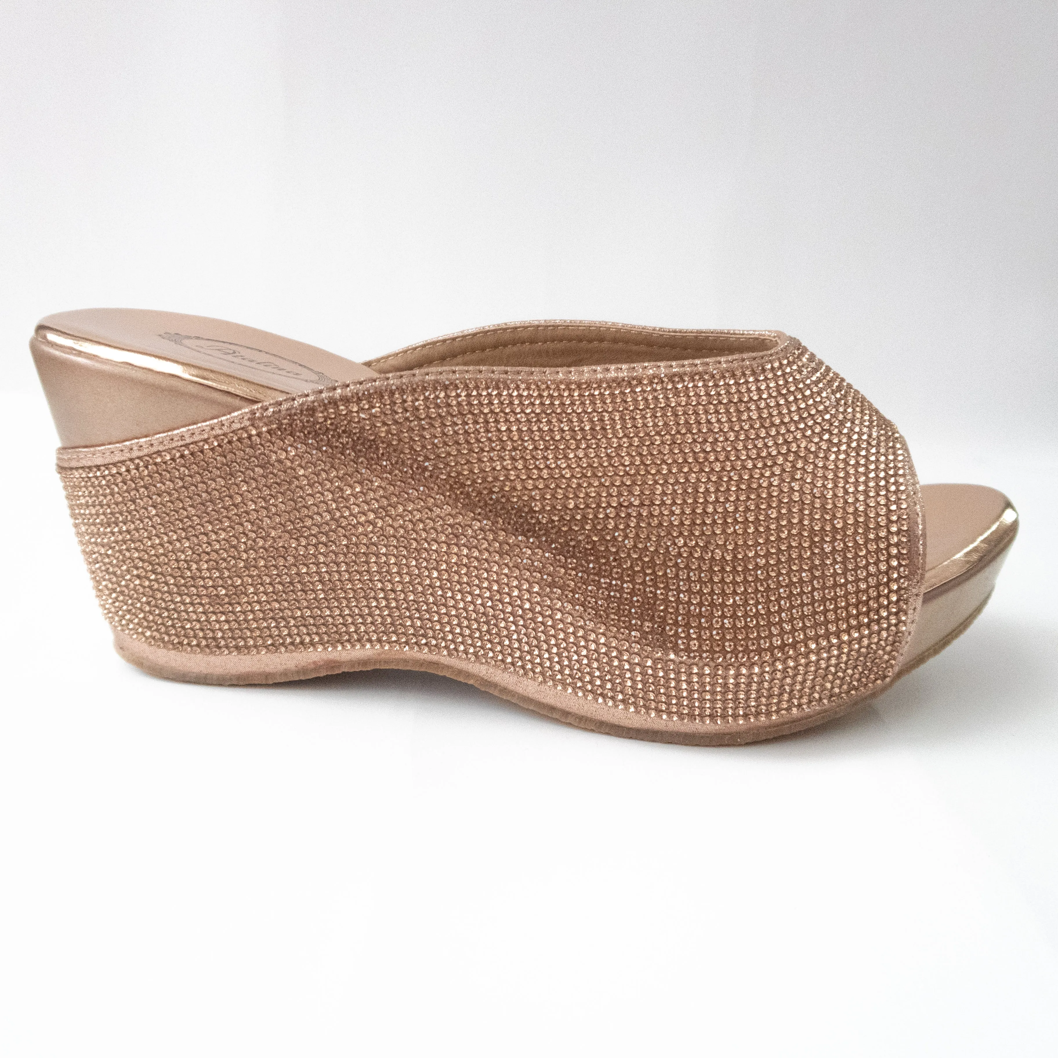 Rose Gold All-over Crystal Wedges