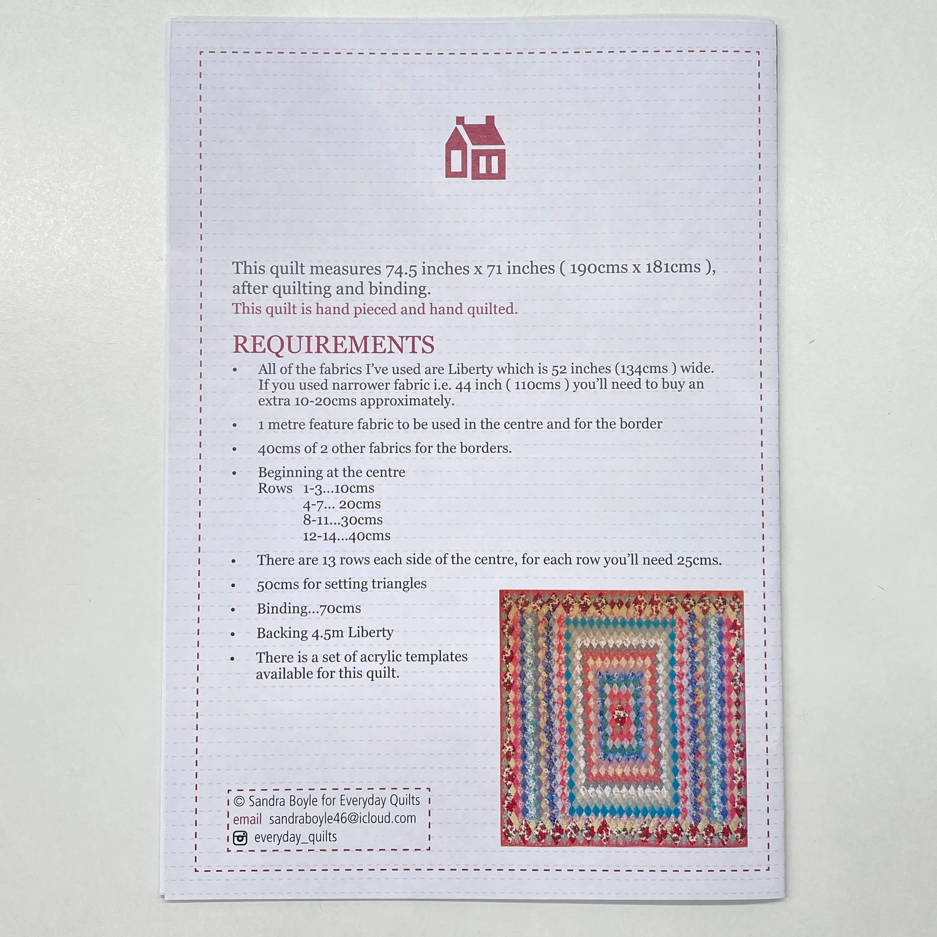 Roses Are Red Quilt Pattern - Sandra Boyle for Everyday Quilts