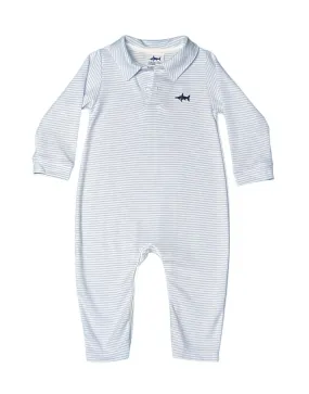 SBC: Signature Polo Romper - Blue Stripe
