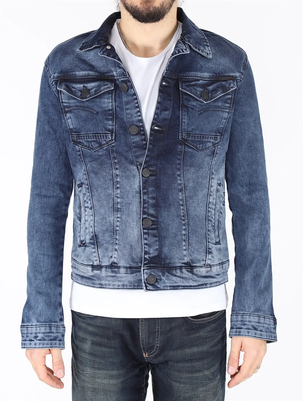 Sidiou Group Men Blue Denim Jacket