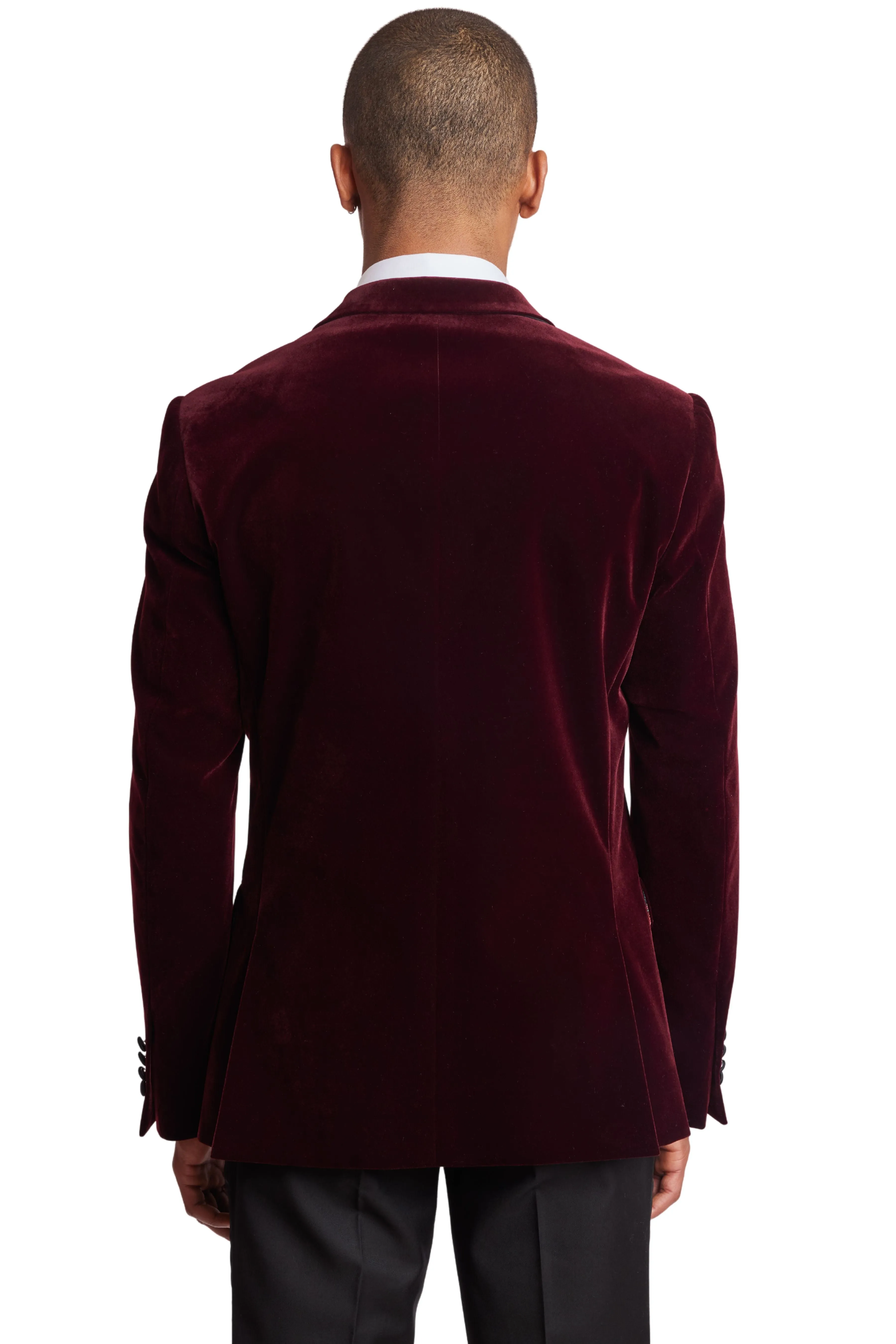 Soho DB Peak Tux Jacket - slim - Maroon Velvet