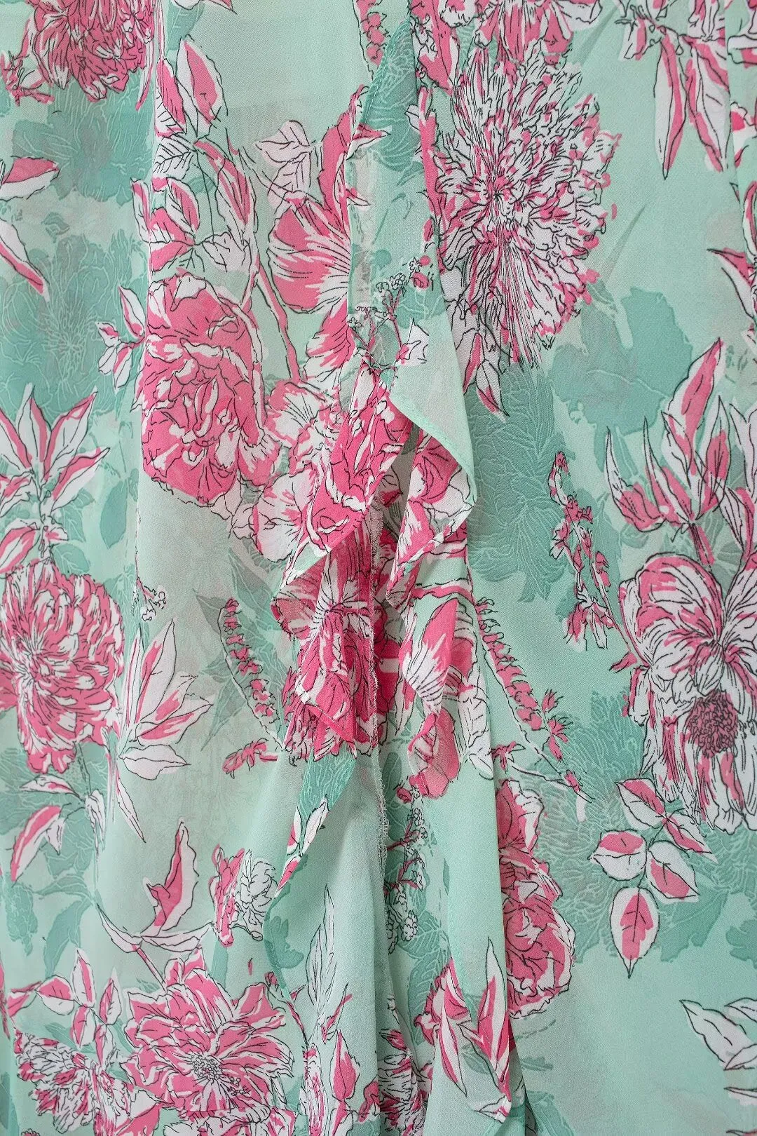 Spaghetti Strap Rosette Print Maxi Dress