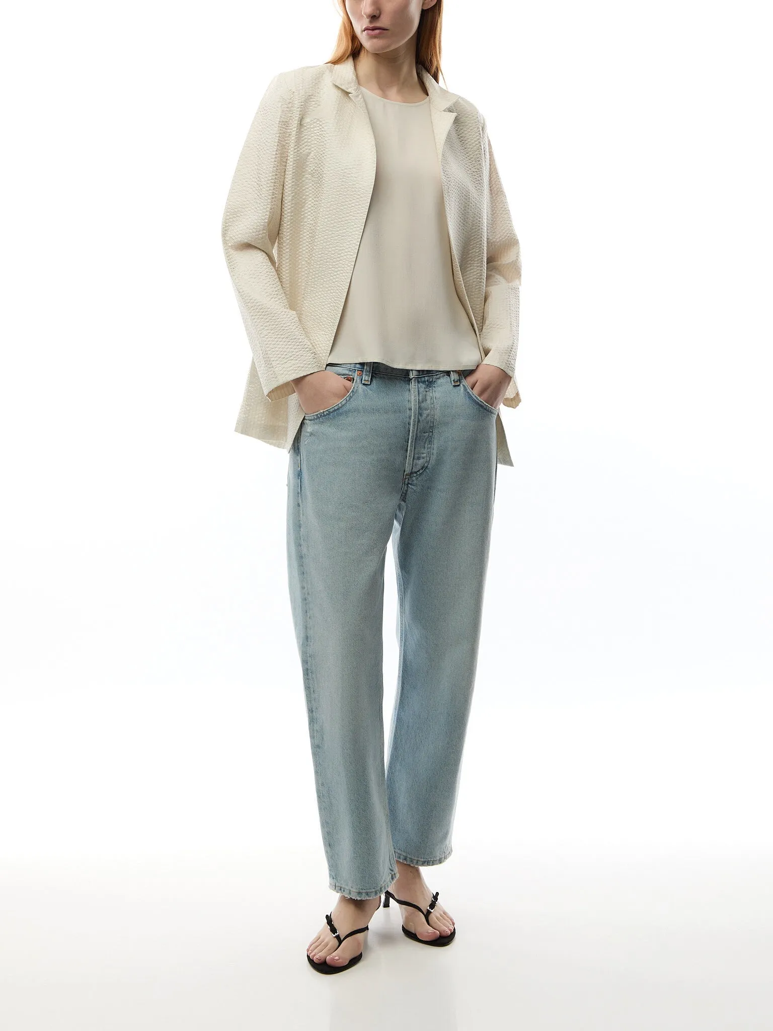 Stand Collar Long Jacket quilted Silk