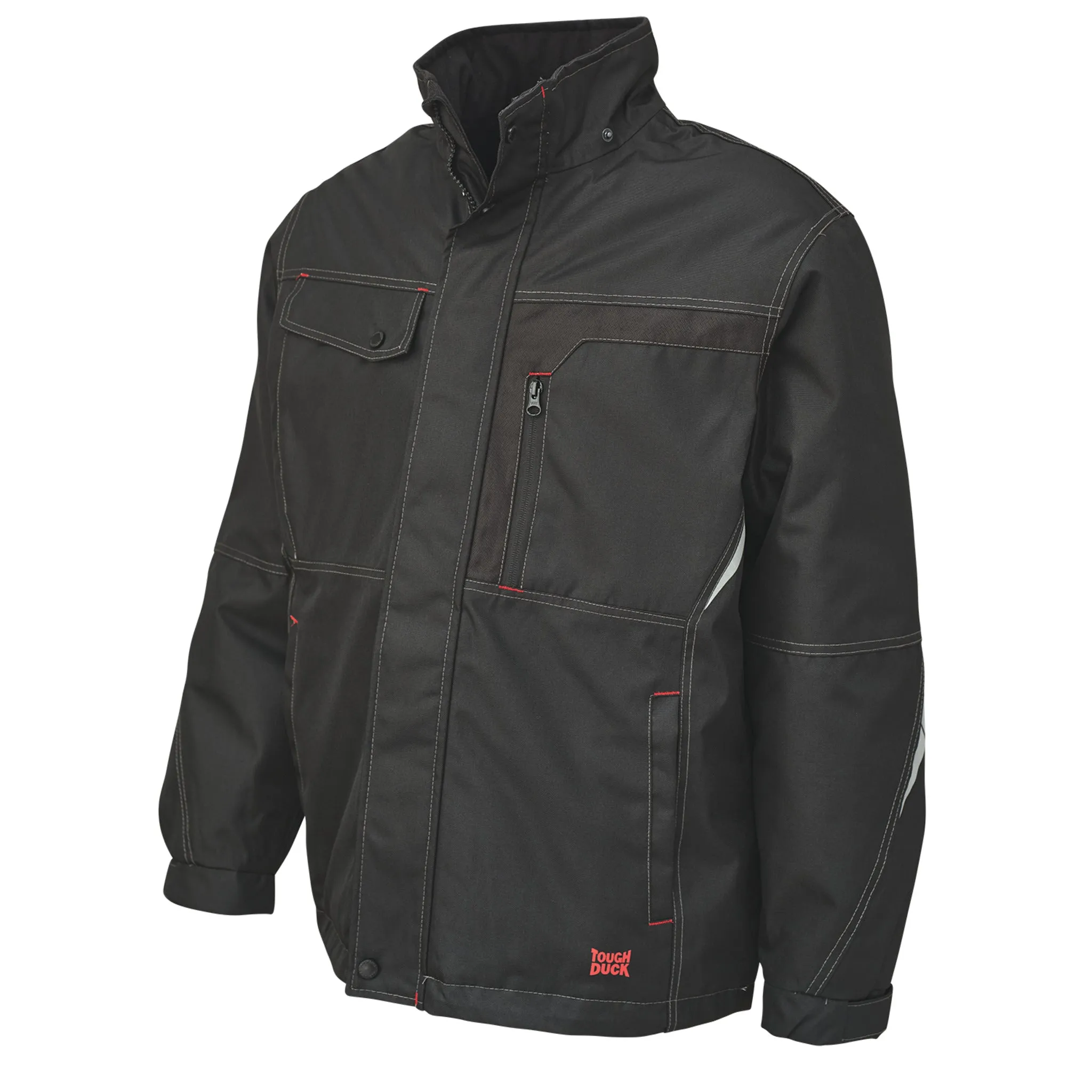 Tough Duck Men's Winter Work Jacket WJ13 - 600D Poly Oxford, Insulated, Waterproof, Breathable, Reflective, Multiple Pockets | Sizes S-5XL