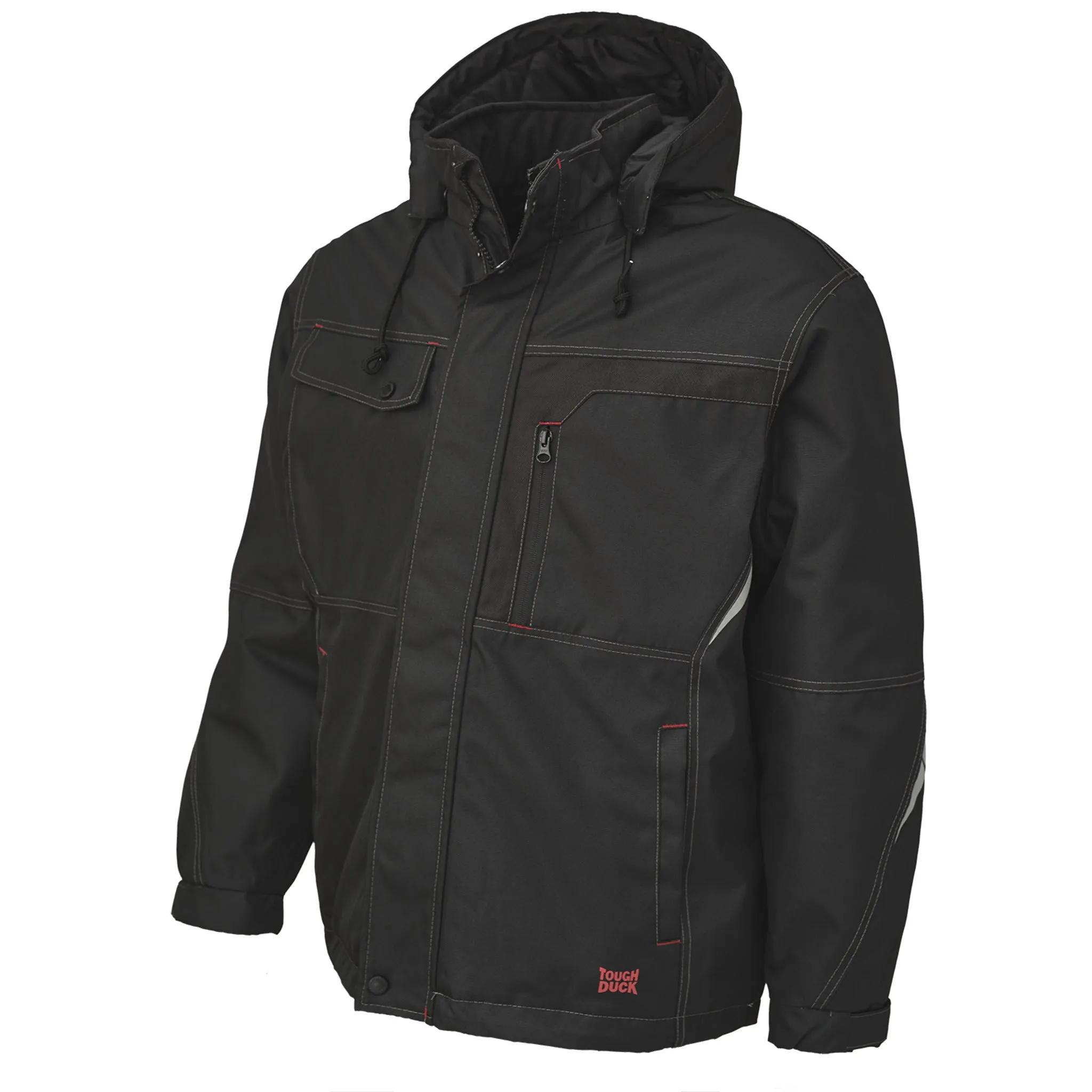 Tough Duck Men's Winter Work Jacket WJ13 - 600D Poly Oxford, Insulated, Waterproof, Breathable, Reflective, Multiple Pockets | Sizes S-5XL