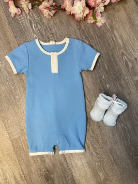 TUN Short Sleeve Romper Blue & Cream