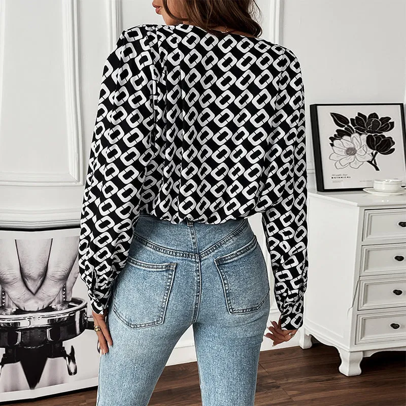 V-Neck Floral Print Bodysuit