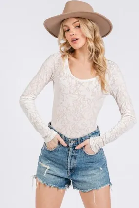 Velvet Floral Long Sleeve Bodysuit
