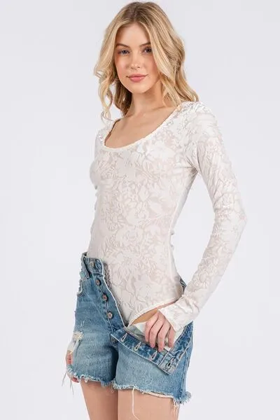 Velvet Floral Long Sleeve Bodysuit