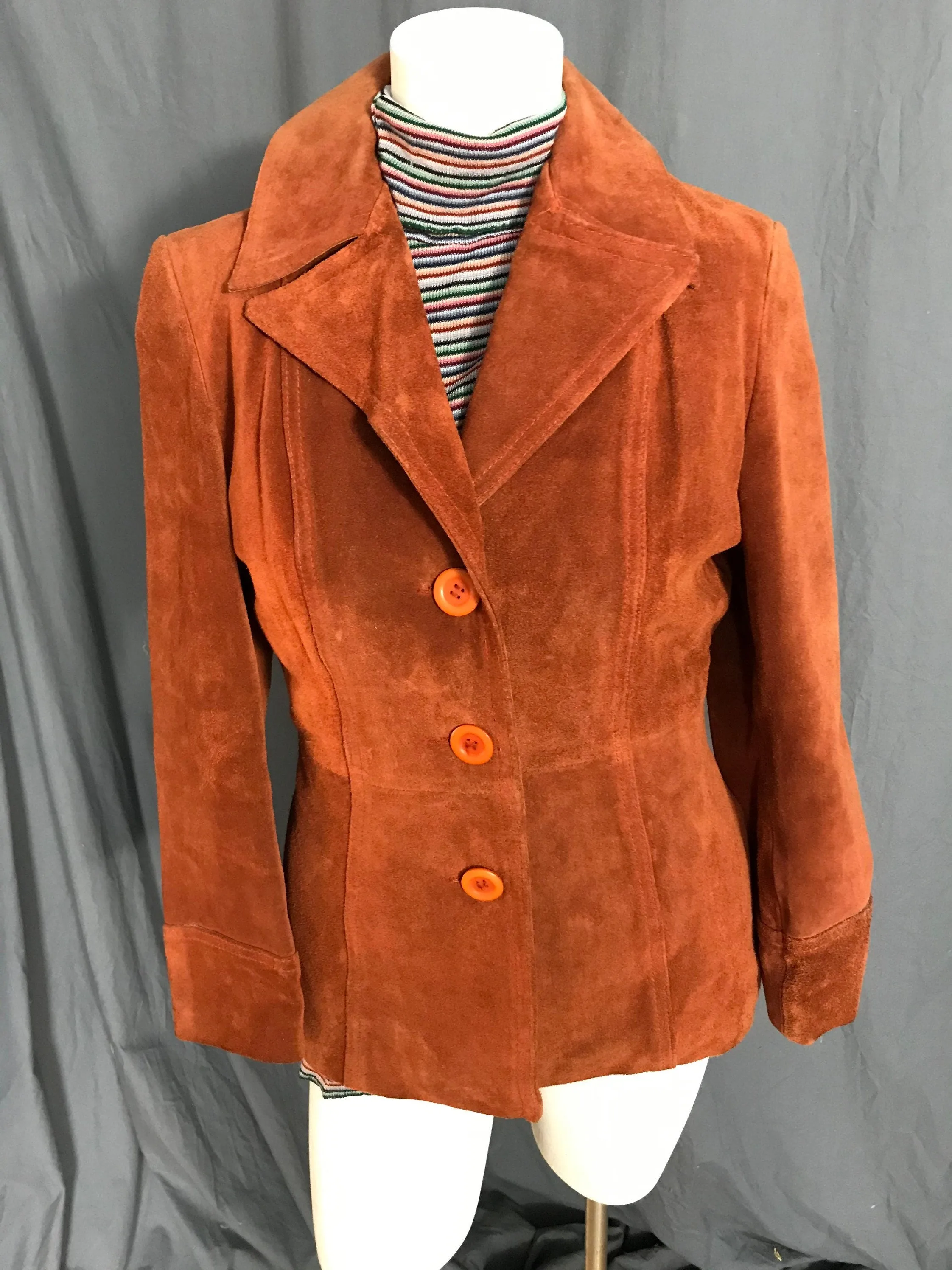 Vintage 1970’s rust cowhide leather jacket coat S