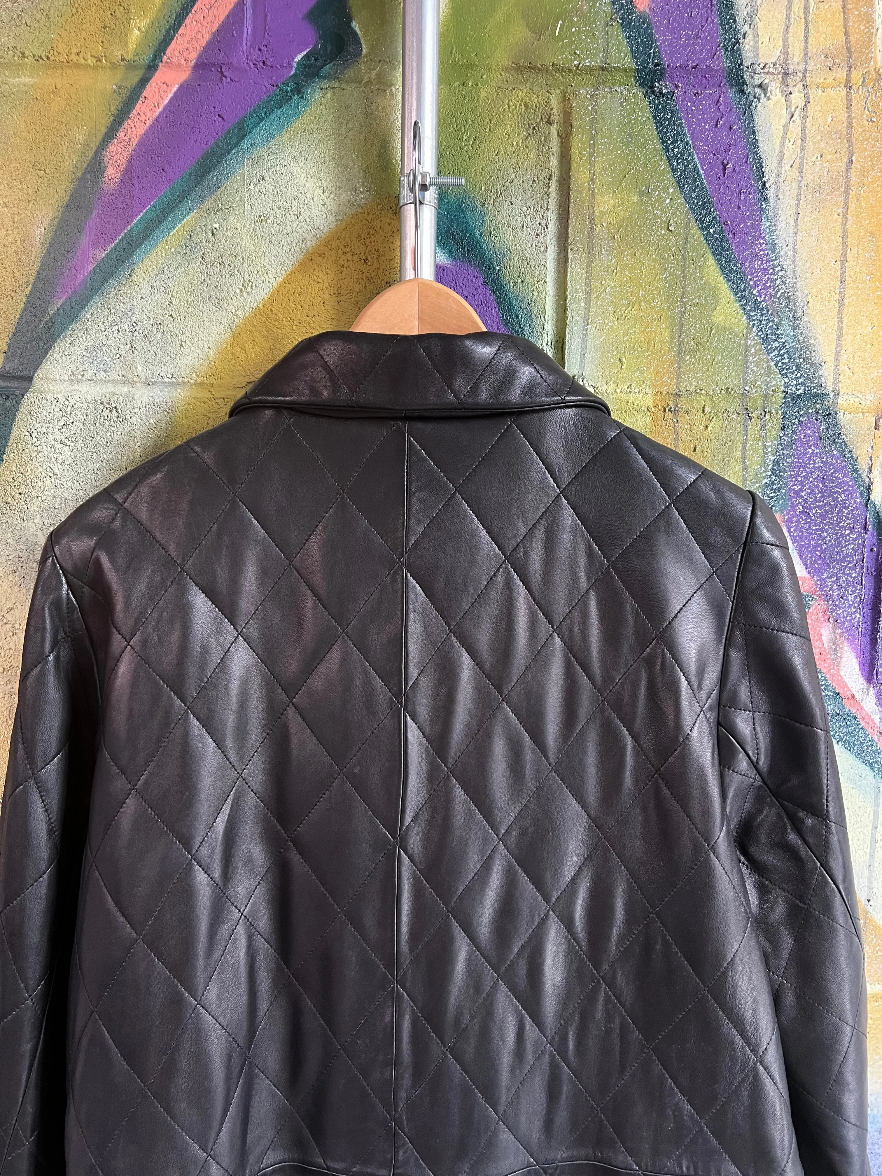 Vintage LNR Quilted Black Leather Jacket