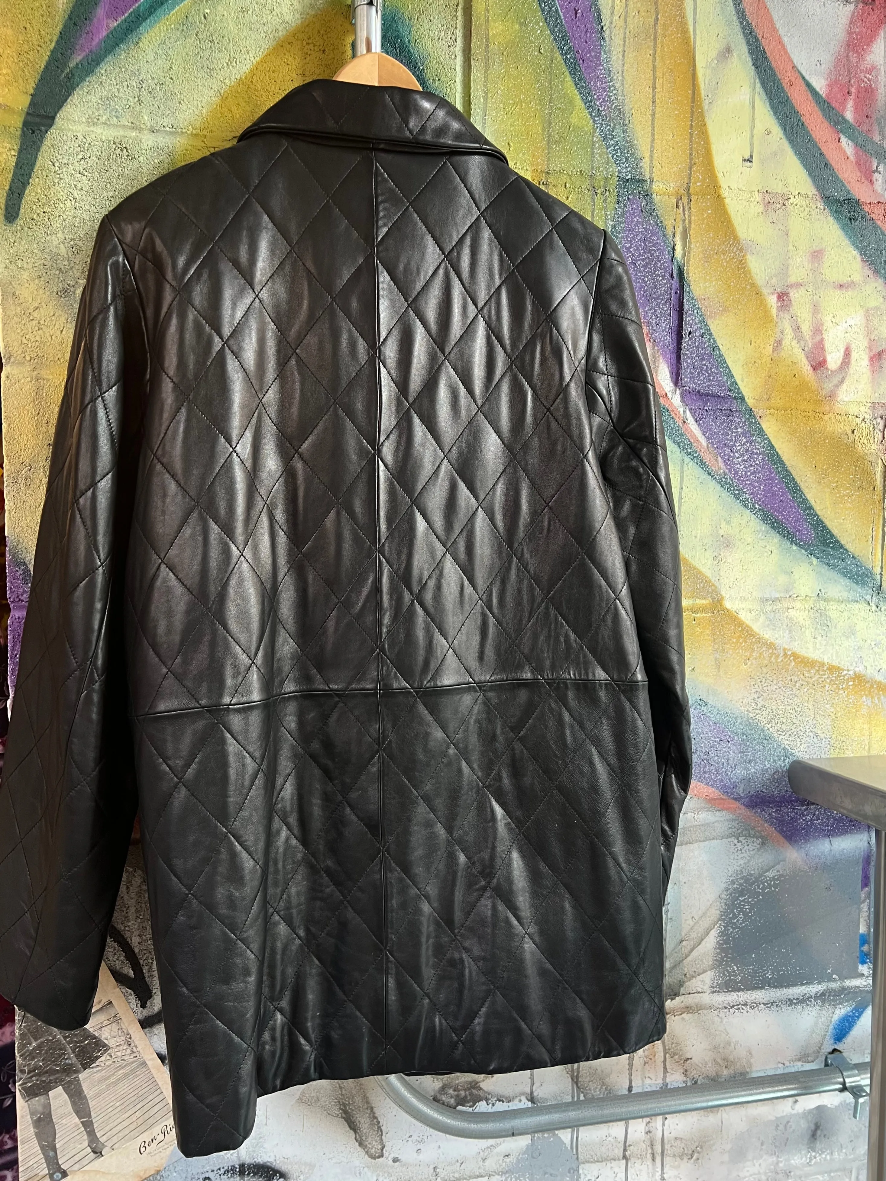 Vintage LNR Quilted Black Leather Jacket