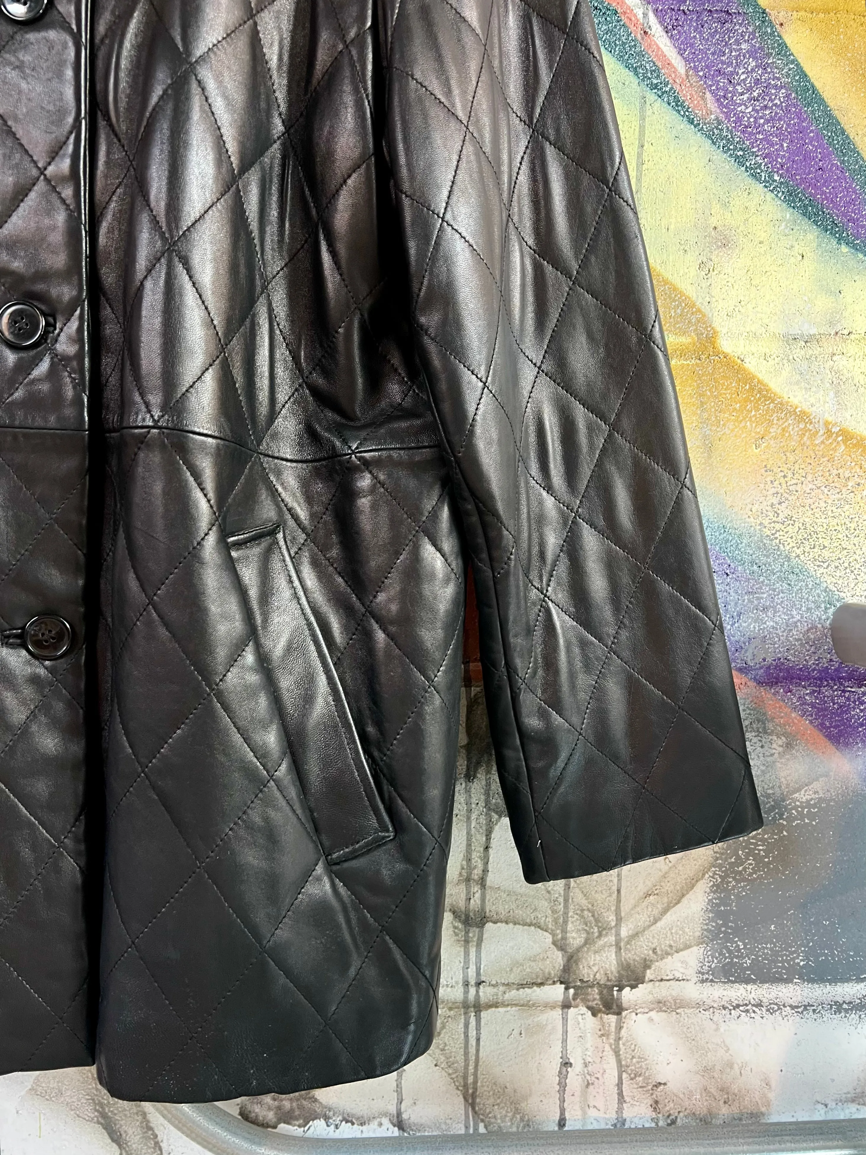Vintage LNR Quilted Black Leather Jacket