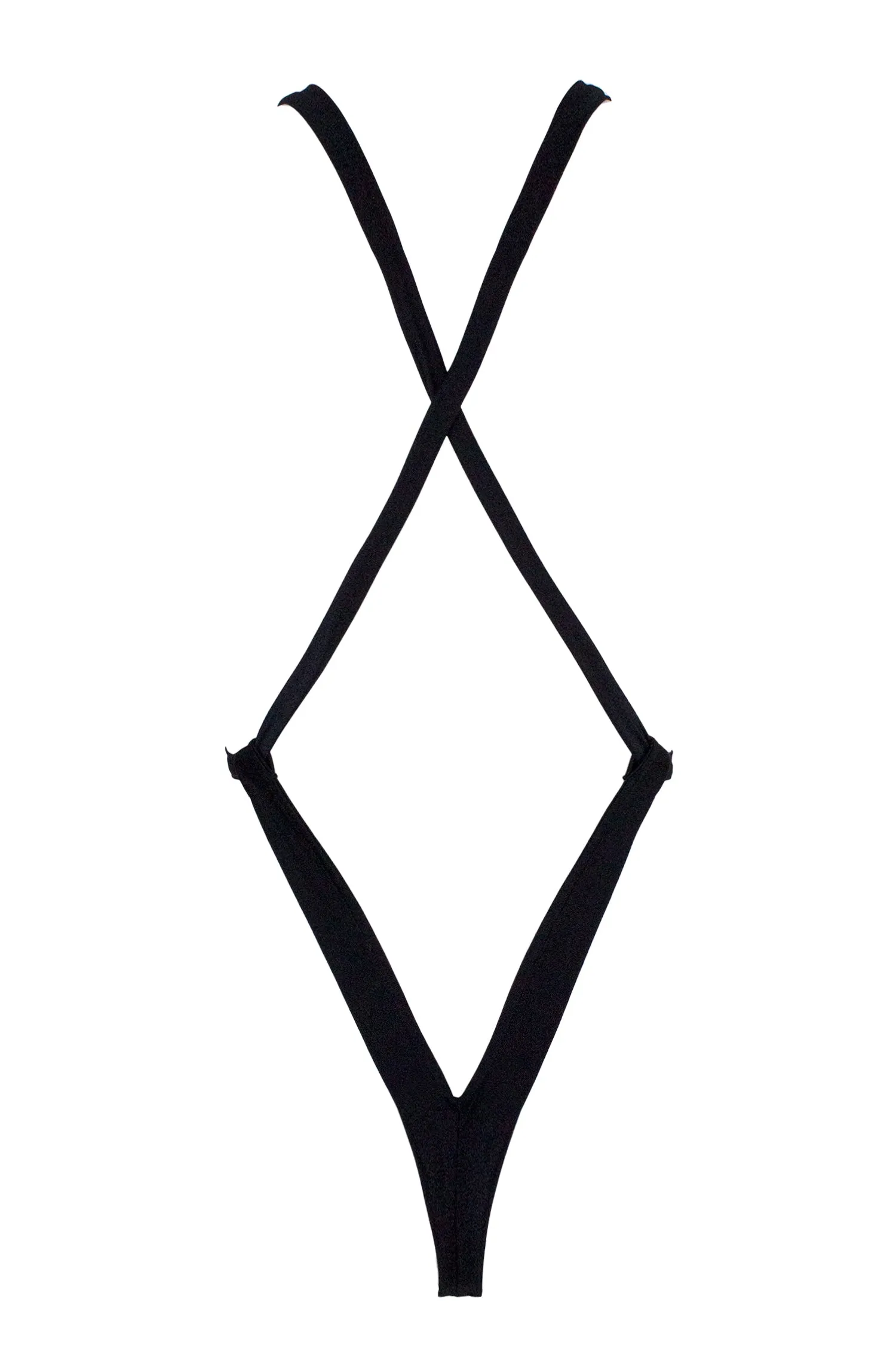 Vinyl V Plunge Bodysuit /  BLACK