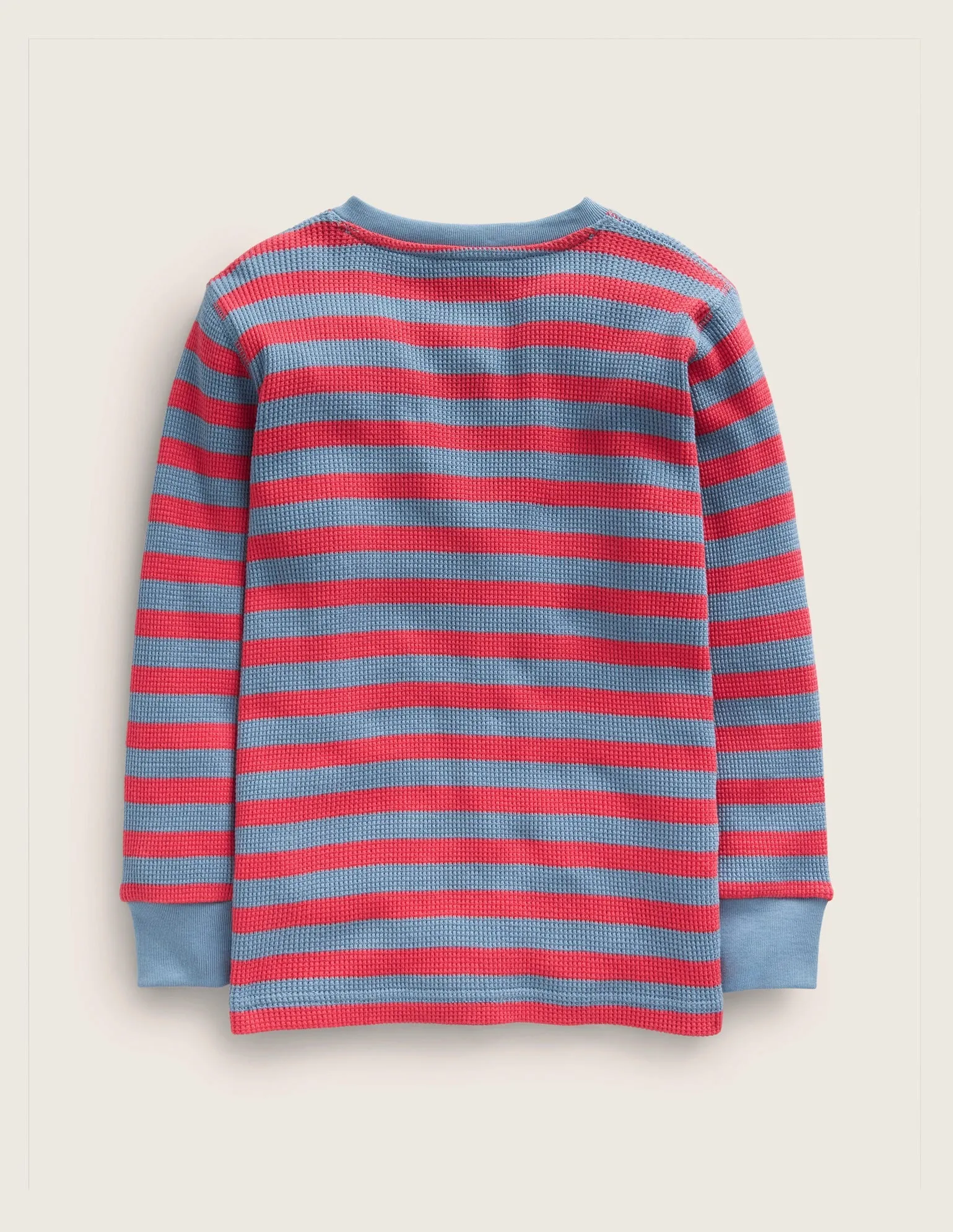 Waffle Henley T-Shirt-Jam/Pebble Blue