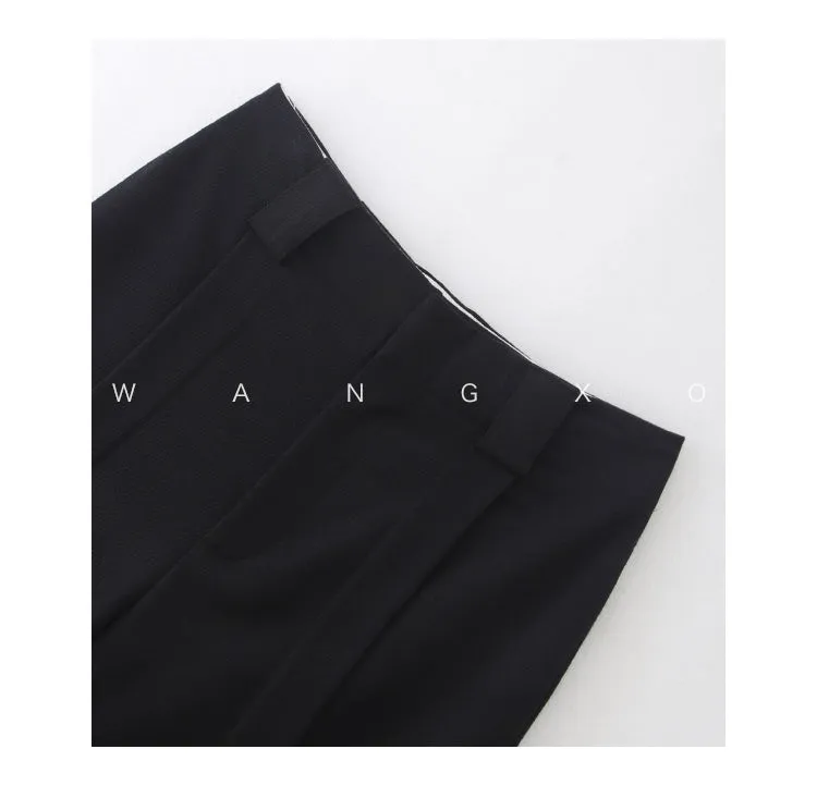 WANXO camel high waist drooping casual pants new straight loose wide leg pants- Tela
