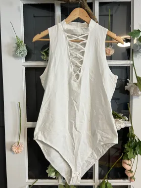 White Criss-Cross Bodysuit 1X