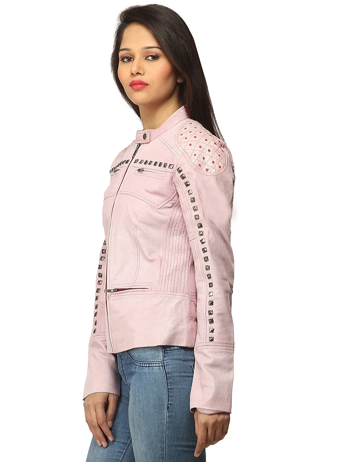 Women Casual distress Look Rivet Jacket